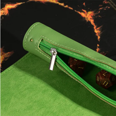 Green Roll Up Leatherette Dice Mat