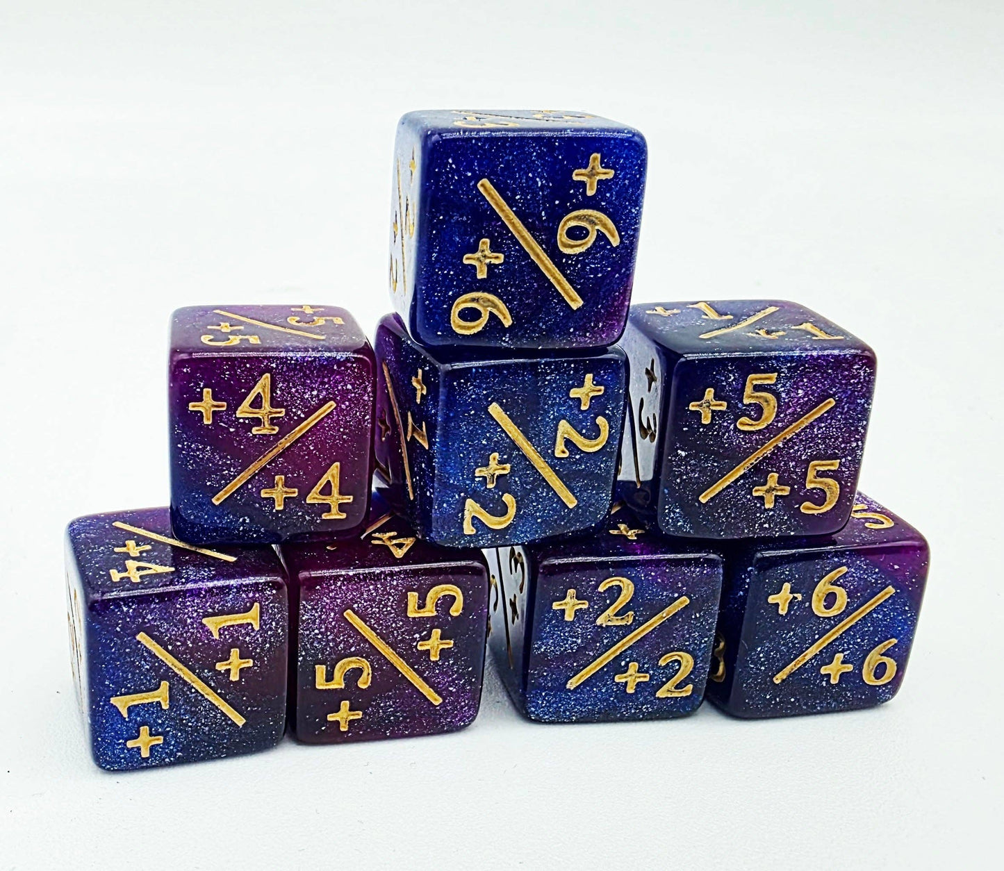 +1/+1 Dark Blue & Purple Glitter Counters for Magic - set of 8